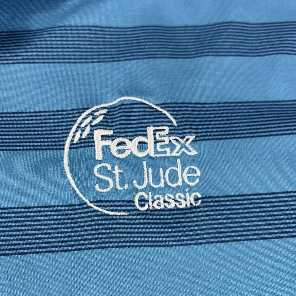 Brooks Brothers FedEx St. Jude Classic Striped Polo Shirt Blue Men’s Size XL - Picture 4 of 8